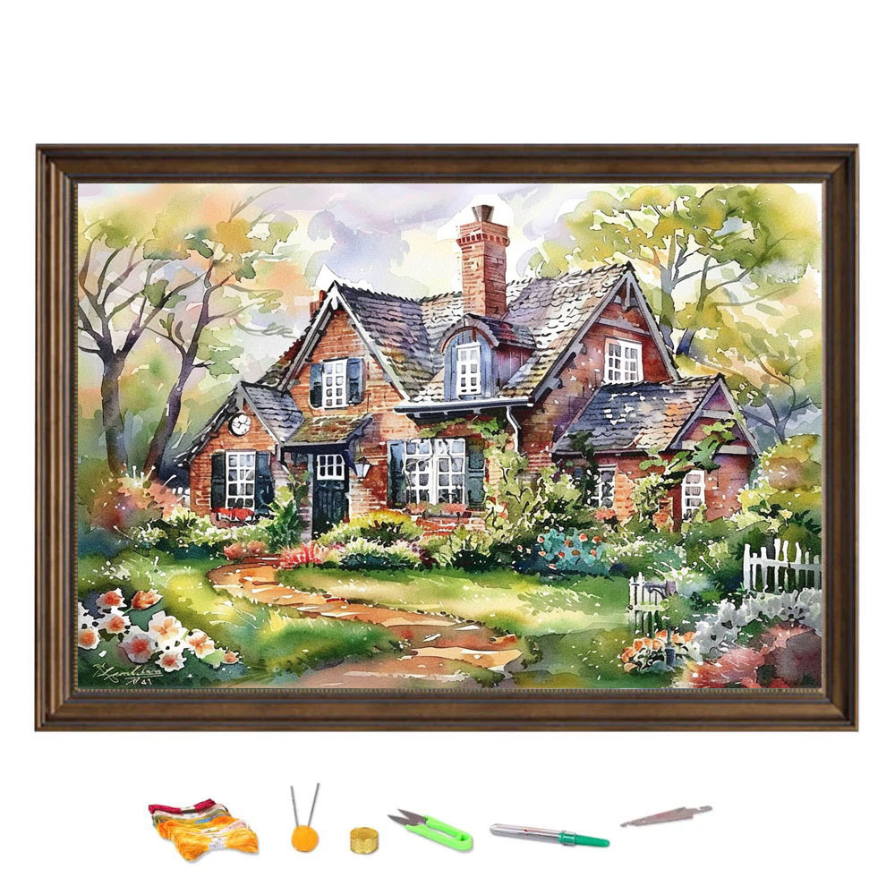 Cotton Embroidery Thread Skeins - Cross Stitch Embroidery Forest House With