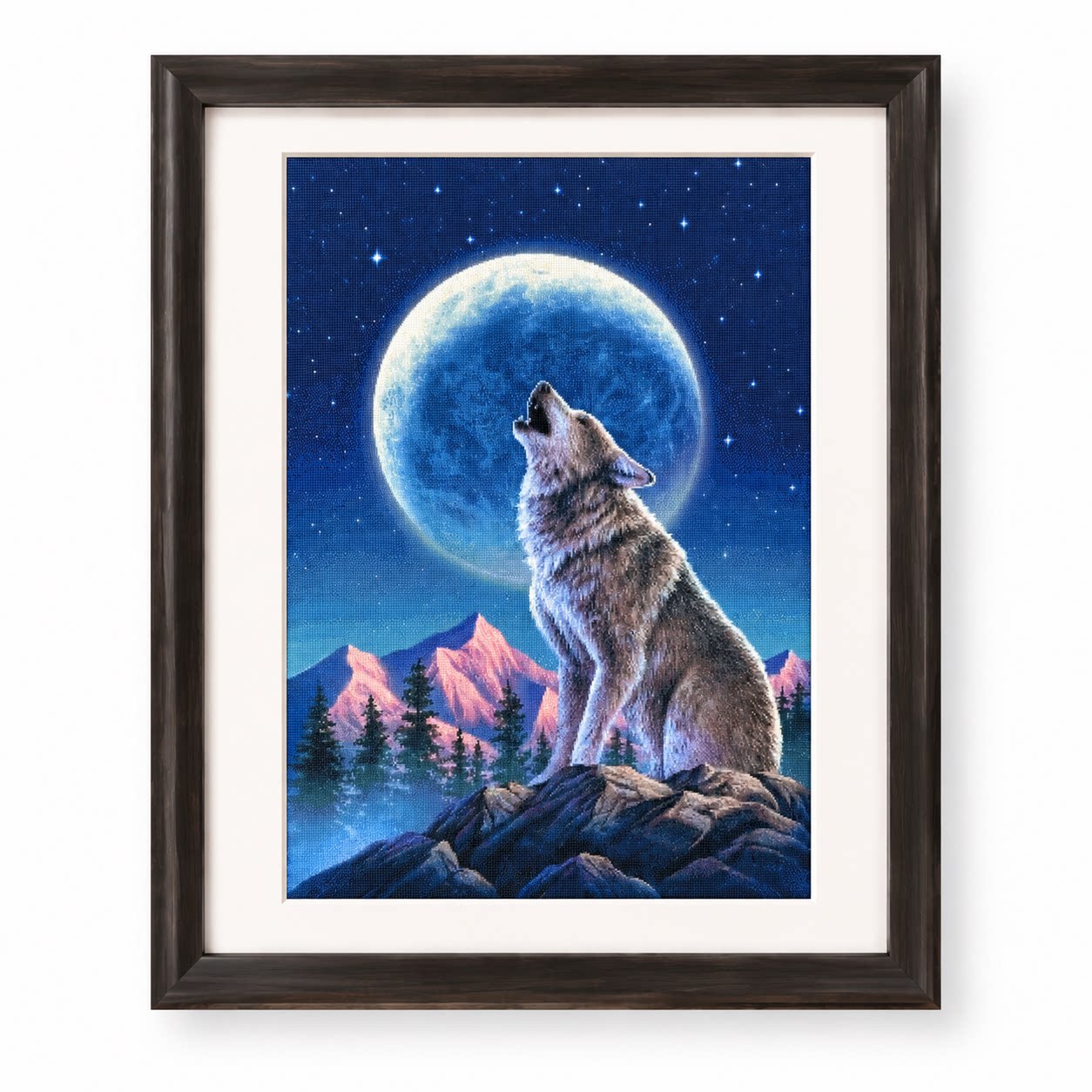[ZZ9252-Lone Wolf Under the Mo - огляд і ціна Cross Stitch Stamped Kits Beginners