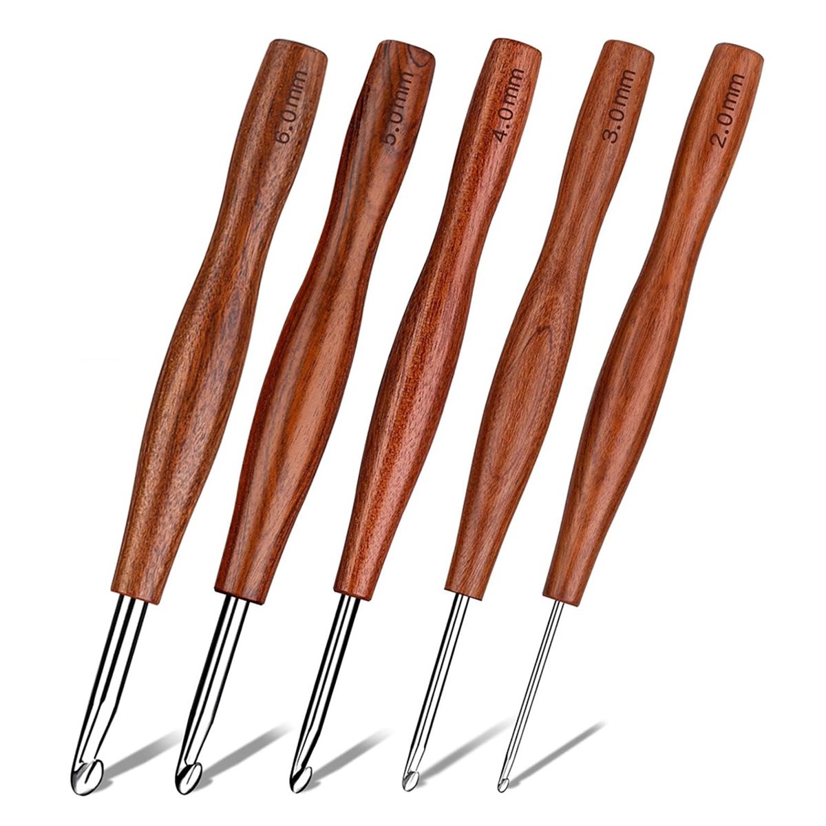 AT16 5 Pcs Crochet Hook, 5 Siz - огляд і ціна Wooden Crochet Hooks Ergonomic Handle