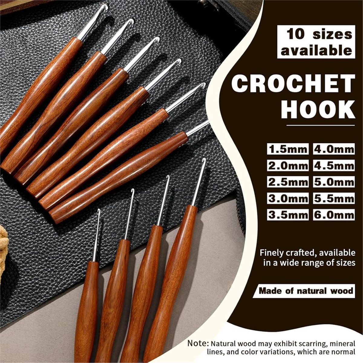 AT16 5 Pcs Crochet Hook, 5 Siz - огляд і ціна Wooden Crochet Hooks Ergonomic Handle