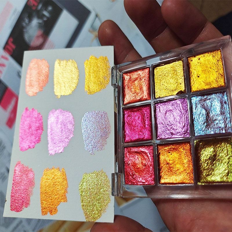 9 color Nail Solid Pigment Aur - огляд і ціна Watercolor Paint Set Solid Pigment