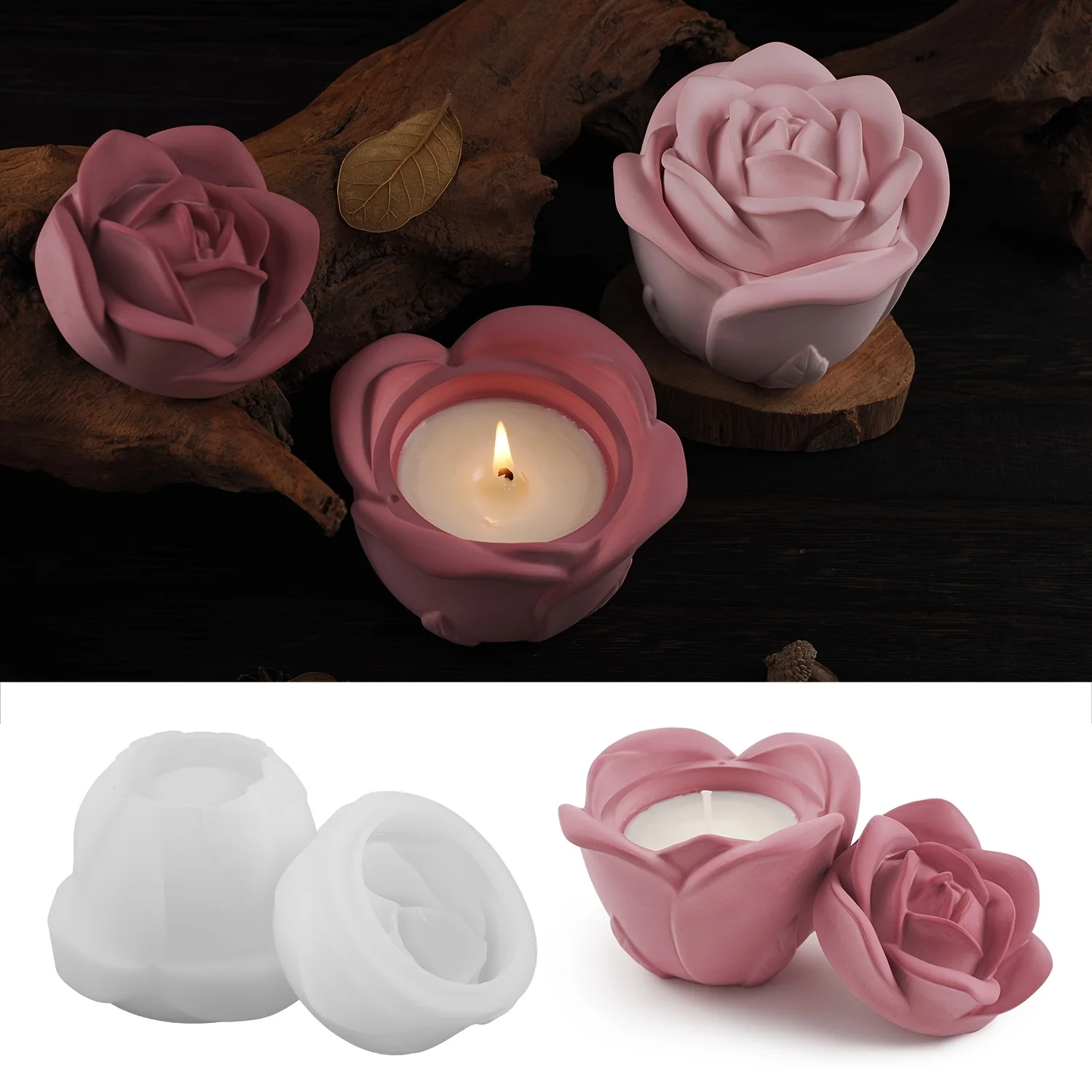 2-Piece Set Rose Shaped Silico - огляд і ціна Silicone Epoxy Resin Molds Set