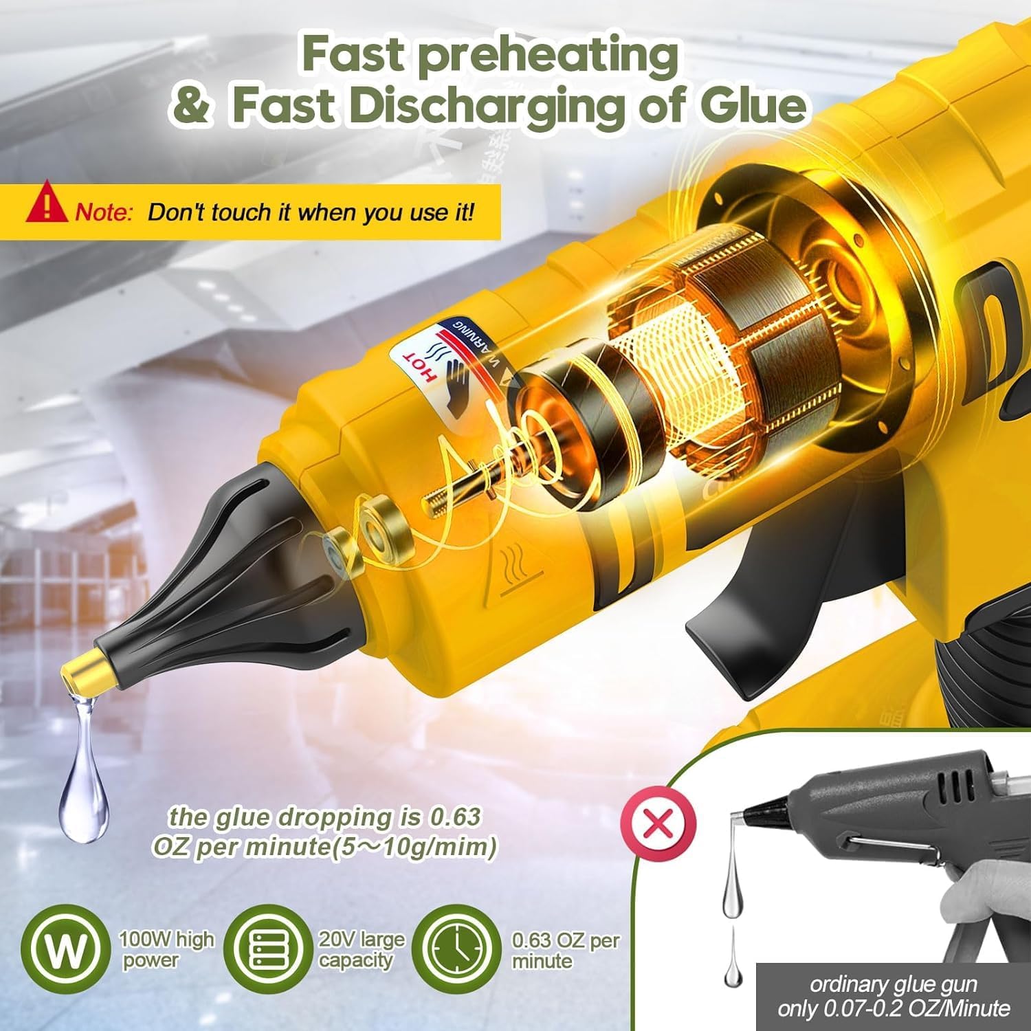 100W Cordless Hot Glue Gun for - огляд і ціна Hot Melt Glue Gun Cordless