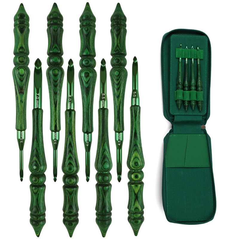 8Pcs 3.0-7.0mm Crochet Hook Se - огляд і ціна Wooden Crochet Hooks Ergonomic Handle