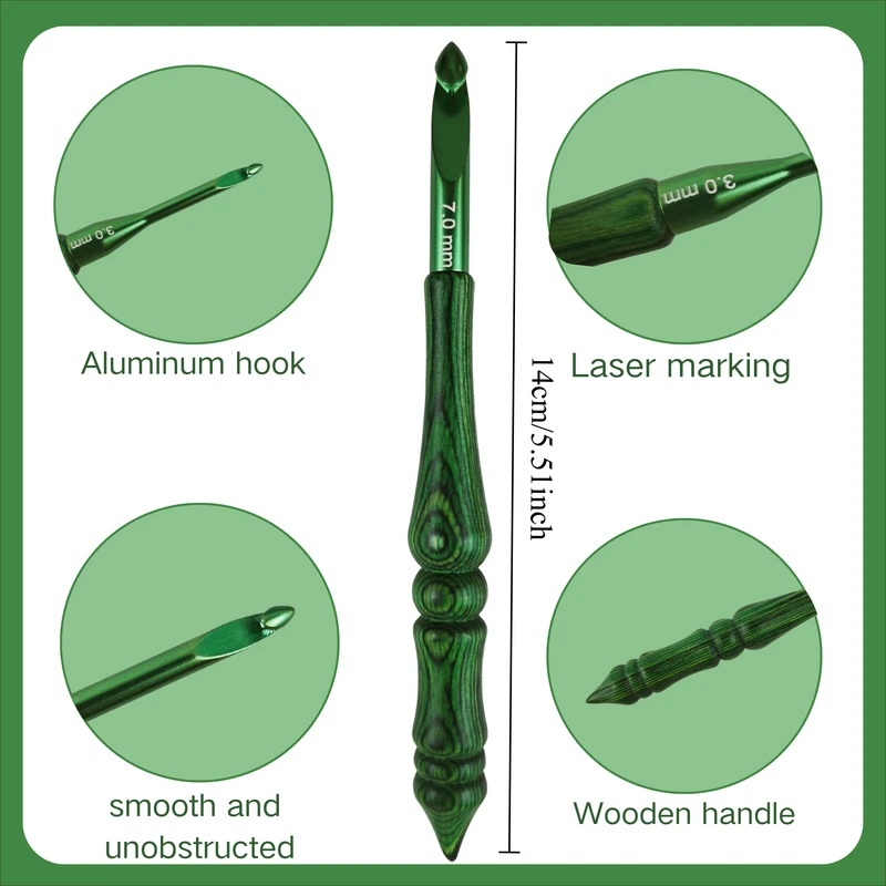 8Pcs 3.0-7.0mm Crochet Hook Se - огляд і ціна Wooden Crochet Hooks Ergonomic Handle