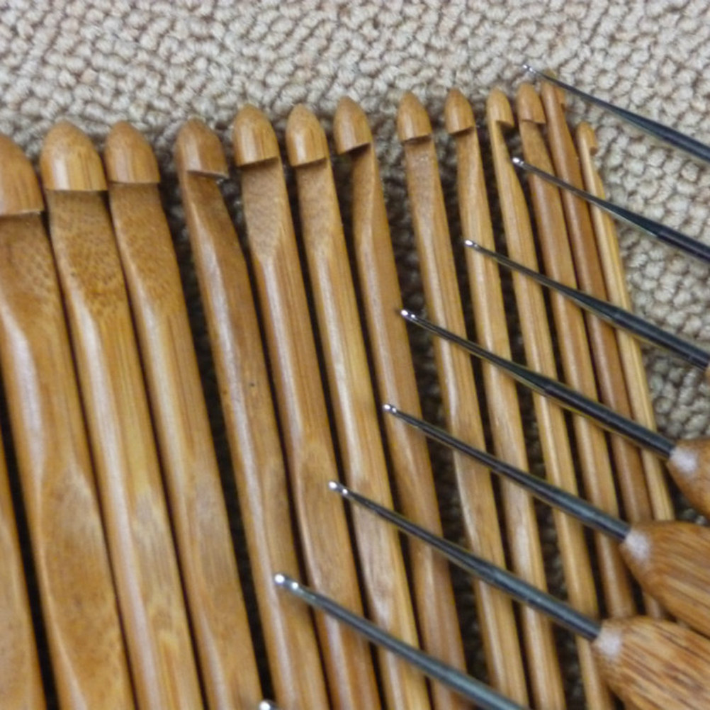12Pcs Wood Knitting Needles Se - огляд і ціна Wooden Crochet Hooks Ergonomic Handle